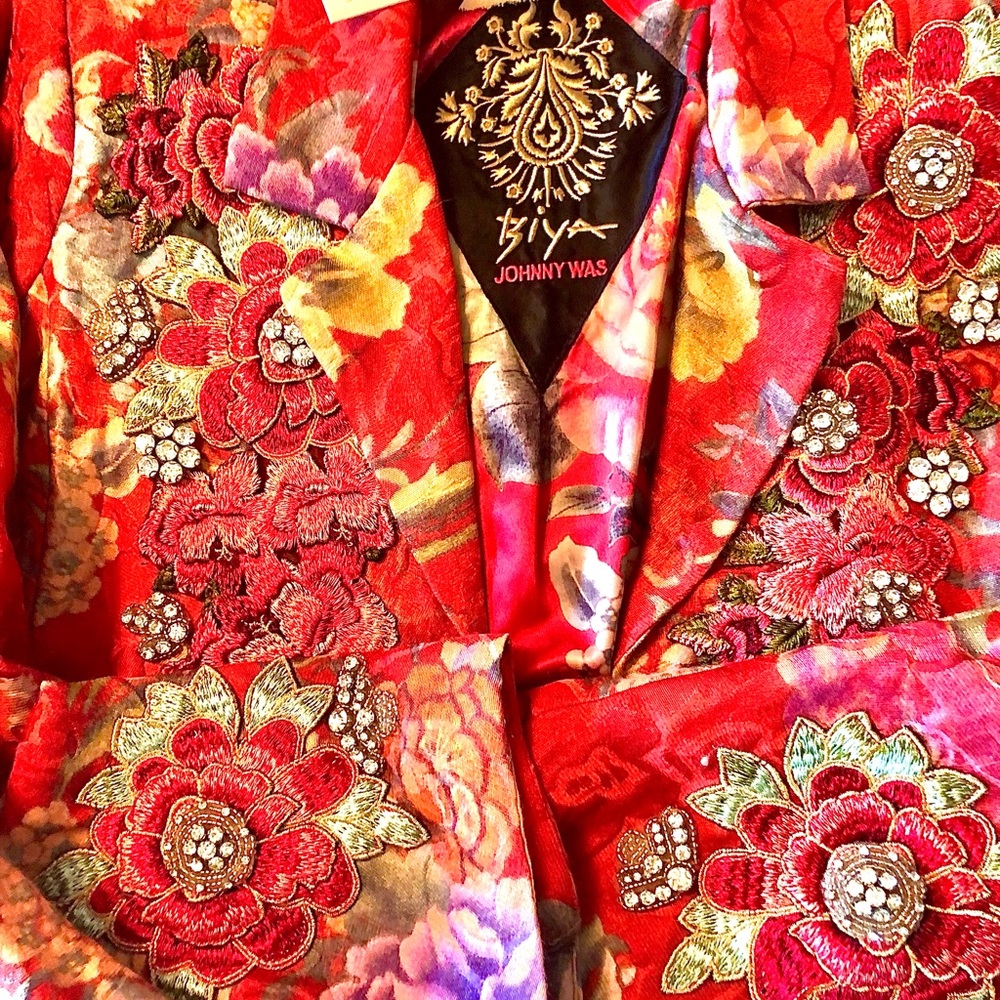 Johnny Was Multi Floral Embroidered Coat Women’s M